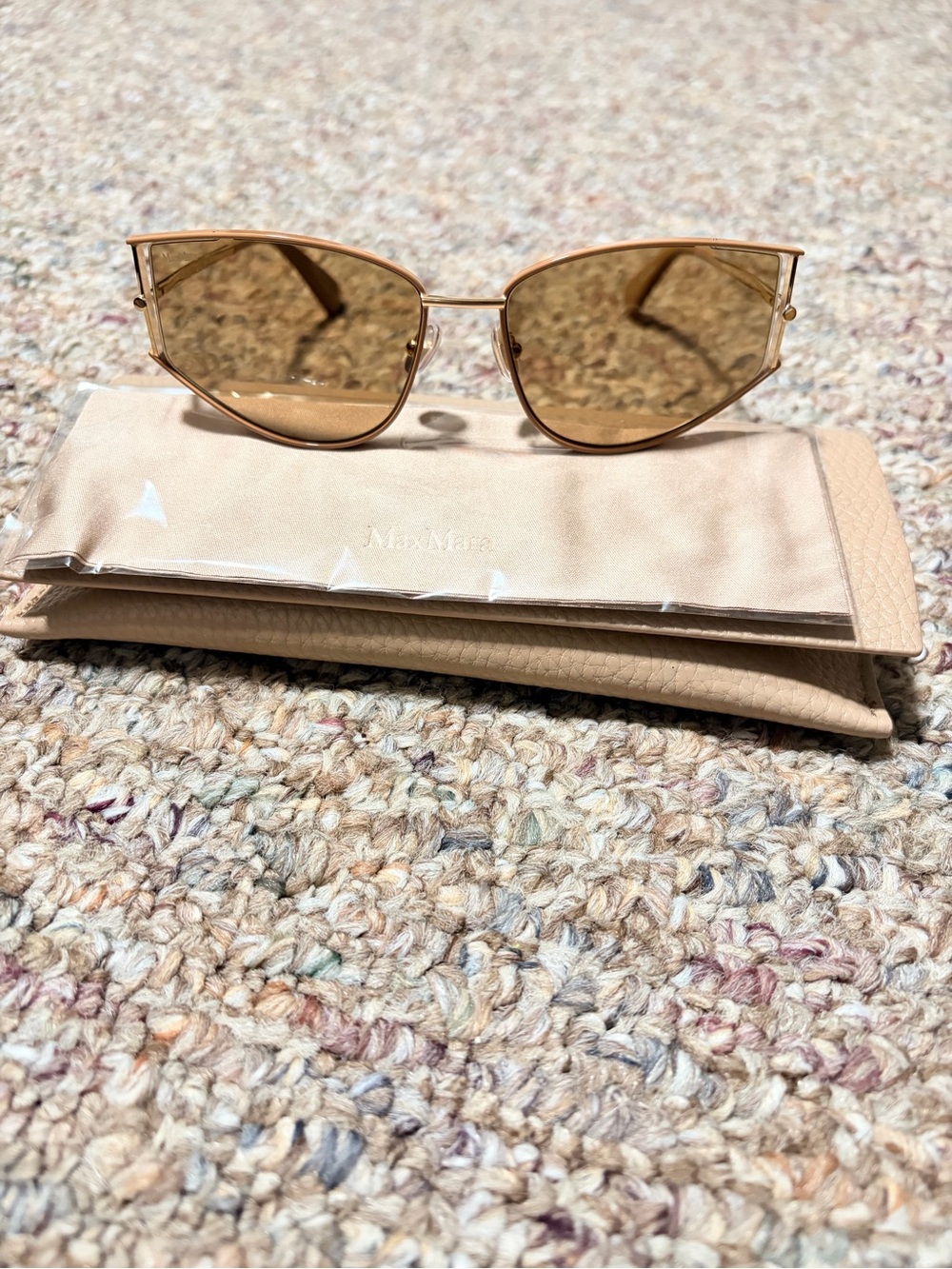 MaxMara Gold Frame Tan/Brown Lens Sunglasses